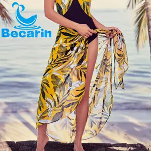 Custom Trendy Design Mesh Fabric Sarongs Print Pattern Woman Pareo For 2023 Summer