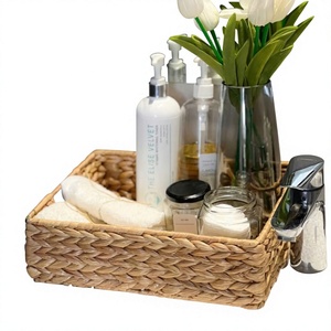Handmade Eco-Friendly Waterproof Modern Water Hyacinth Storage <b>Basket</b> Natural Woven <b>Rectangular</b> Tray for Kitchen Home Decor - Product Image 1