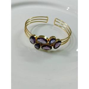 New Arrival 18K Gold Plated Natural Stone Trendy Cuff Bangles for Women Accessories Handmade Bulk Product Party - Product Image 2