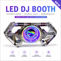 Cabine DJ portable avec écran LED couleur, barre lumineuse RVB et table console pour discothèque, bar, scène, événement, fête