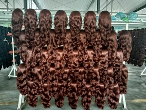 X-TRESS mới màu đỏ nâu 6*13 tổng hợp HD ren tóc giả cao cấp fibre Swiss ren glueless Tóc Giả lỏng sóng tổng hợp ren tóc giả - Product Image 5