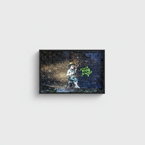 Banksy Fishing Boy Canvas Print: Street Graffiti Artwork,<b>BLACK</b> <b>FRAMED</b> CANVAS - Product Image 2