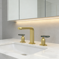 Robinet mitigeur de lavabo contemporain en laiton à trois trous, double poignée