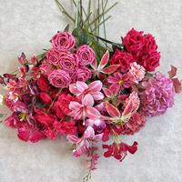 Fabrieksdirect, populaire, luxe moderne gedroogde bloemenboeket roosrood voor bruiloften, evenementen en commerciële decoratie