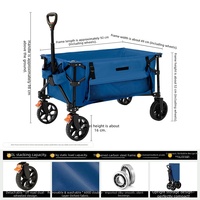 Chariot pliable à 4 roues avec poignée réglable, étanche, portable, 300L, pour le camping en plein air, les courses, avec frein, hayon et poche latérale