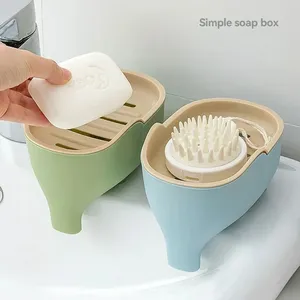 Soap Box NEW Double Layer Creative Cute Elephant <b>Bathroom</b> <b>Accessories</b> Home Decorative Children Students Waterproof Drain Rack - Product Image 1