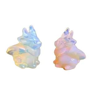 Wholesale crystal rabbits Natural healing products stone craft flying animal feng shui