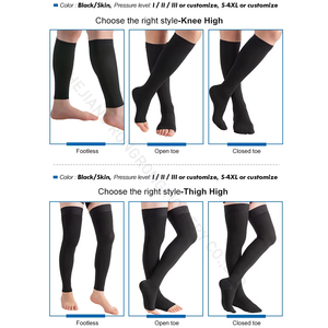 Nhà Máy Y Tế Màu Đen Cộng Với Kích Thước 20-30 Mmhg <span class=keywords><strong>Class</strong></span> <span class=keywords><strong>2</strong></span> Áp Lực Chống Giãn Tĩnh Mạch Đầu Gối Cao Mở Ngón Chân Nén Vớ Vớ - Product Image 2