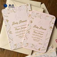Cartes de vœux personnalisées en gros avec gaufrage, estampage à chaud doré, invitations de luxe personnalisées pour mariage, anniversaire, baby shower