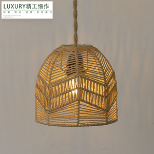 Handmade Woven Paper <b>Rope</b> Pendant <b>Light</b> E27 Round LED Lampshade For Room Guesthouse Hotel Restaurant - Product Image 1