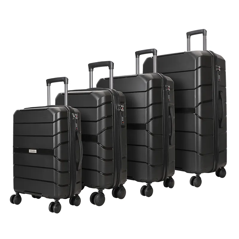 OMASKA New PP Trolley Bag Set 4 Pcs Luggage Spinner Women 14 20 24 28 Inch PP Suitcase