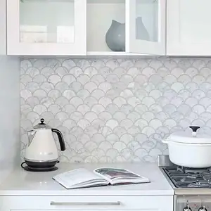 Современная Высококачественная Белая Мозаика из натурального мрамора для бассейна, ванной, кухни