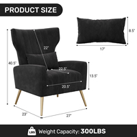 Fauteuil de loisirs convertible moderne fait main, durable, en tissu velours rembourré, style mi-siècle, confortable pour la lecture