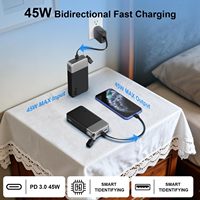 Nobis 45W 45 W PD Pengisian Cepat Kapasitas Tinggi 20000mAh Ringan Tipis Portabel Charger Power Bank dengan Kabel Lepas Pasang