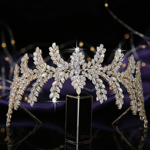 Corona Tiara con Circonia cúbica brillante para mujer, accesorios para el cabello de boda, Romance, Princesa, corona BC5535, Diadema - Product Image 2
