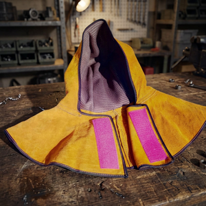 Masque de soudage jaune JNA GROUP avec bandes réfléchissantes roses, teinte auto-assombrissante, isolation thermique, protection intégrale du visage - Product Image 5