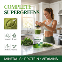 Poudre de Moringa Supergreens Aeglewell avec Herbe de Blé et Chou Frisé, Extrait de Moringa Non-OGM Riche en Vitamines, Minéraux et Protéines