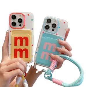 Dễ Thương Cầu Vồng TPU Silicone Thẻ Cắm Điện Thoại Di Động Trường Hợp Đối Với iPhone 16 15 14 13 12 Pro Max Chống Sốc Cover Quay Lại Với Dây Đeo - Product Image 1