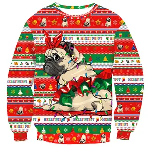 LOGO personalizzato OEM e ODM maglione da uomo pullover in maglia Jacquard maglieria girocollo lavorato a maglia brutto maglione natalizio
