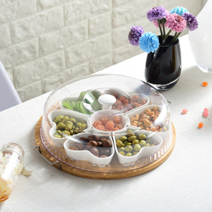 Bol à salade de fruits en céramique en forme de cœur <span class=keywords><strong>blanc</strong></span> à motif créatif nordique, vaisselle de luxe avec étagère en <span class=keywords><strong>bois</strong></span>, assiette à collation - Product Image 3
