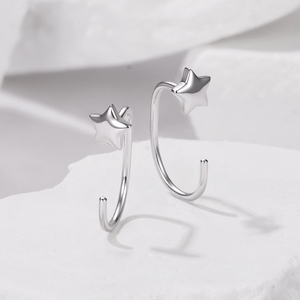 Pendientes Star Huggie de aleación chapada en plata, joyería de moda unisex linda - Product Image 2