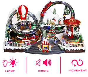 Hecho a mano 3D resina Musical Navidad carrusel móvil Montaña Rusa globo de aire caliente Parque de Atracciones Decoración de mesa - Product Image 4