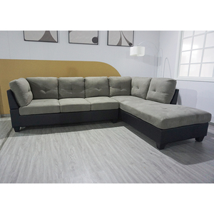 Modern L Shape <strong>Sofa</strong> Left Hand <strong>Corner</strong> <strong>Sofa</strong> Fabric and PU <strong>Sofa</strong> Convertible <strong>Corner</strong> - Product Image 1