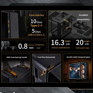 GT502 Bibliothèque de munitions ATX Full Tower Case avec ventilateur Stock Open Sea View Room Side Transparent Game Host DIY Republic of Gamers - Product Image 6