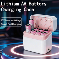 Cargador de Baterías Portátil de 8 Ranuras USB-C LCD 1.5V/1.2V NiMH 4AA 4AAA 8aa Baterías de Iones de Litio de Alta Capacidad con Iluminación LED de 15W