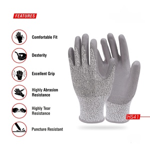 High Quality Cut Resistant Coated Gloves Safety <b>Garden</b> Anti Cut Working Gloves Custom logo Palm with Pu Coated - Product Image 4