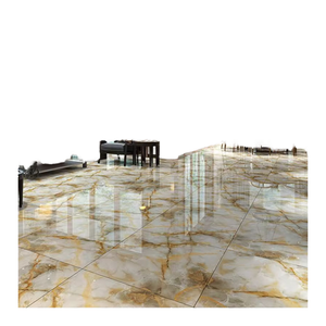 Baldosa de Porcelana Esmaltada Mexicana 60x60, Cerámica Blanca Antideslizante, Estilo Moderno para Interiores de Villas, con Acabado Pulido y Detalles Dorados - Product Image 1