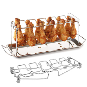 Soporte <span class=keywords><strong>de</strong></span> acero inoxidable cromado <span class=keywords><strong>de</strong></span> 14 ranuras para parrilla <span class=keywords><strong>de</strong></span> barbacoa exterior, para carne, alitas <span class=keywords><strong>de</strong></span> pollo, ahumador, horno, asador, bandeja <span class=keywords><strong>de</strong></span> goteo y muslos <span class=keywords><strong>de</strong></span> pollo - Product Image 1