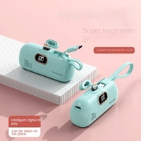 Power Bank Mini Kapsul Plastik 5000mAh Tipe-C Kabel Terintegrasi Ringkas Portabel Grosir Ponsel