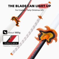 Épée Nichirin de Rengoku Kyojuro de Demon Slayer, réplique de katana en métal avec lumières LED pour cosplay