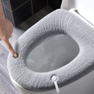 Thickened Toilet Seat Cover Nordic Gray Beige Green Fiber All Season Plush Cushion Warm Household Mat - Product Image 2