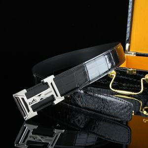 Cinturón de Hombre de Lujo con Textura de Cocodrilo, Correa de Cuero Genuino para Hombre, Cinturón Casual de Negocios de Alta Gama - Product Image 3