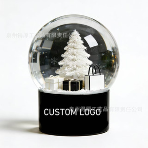 Globe à neige miniature personnalisable, cadeau décoratif de Noël avec option de logo et de texte, boule de cristal ronde pour bureau - Product Image 2