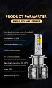 Lampadine personalizzate ad alta potenza 65W trasparenti per fari 12000 lumen H7 lampadine a Led per <span class=keywords><strong>toyota</strong></span> tundra honda 2014 F150 <span class=keywords><strong>City</strong></span> - Product Image 2