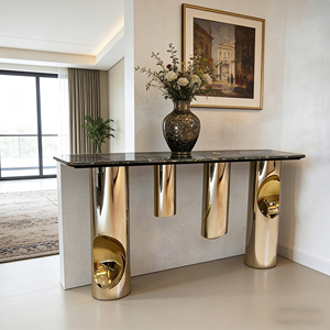 Console moderne avec plateau en marbre et pieds en fibre de verre dorés pour l'<span class=keywords><strong>entrée</strong></span> de la maison - Product Image 4