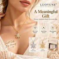 Collier tortue de mer plaqué or 18 carats LUOYUNE pour femme, pendentif animal marin étincelant en zircon 5A, bijou de plage délicat, cadeau
