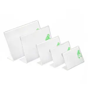 Factory wholesale clear acrylic price tag in L shape acrylic table number sign holder