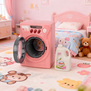 Розовая детская мини-стиральная машина для ролевых игр, имитация бытовой техники, игрушка для сюжетно-ролевых игр - Product Image 2