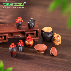 Miniatura di micro-paesaggio con simulazione di fiori di pesco rosso, accessori decorativi fai da te per casa delle bambole, strumenti per la vinificazione - Product Image 3