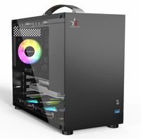 Nouveau boîtier d'ordinateur portable MicroATX Mid Tower avec poignée en alliage d'aluminium et acier, fenêtre latérale pour PC de jeu - En stock