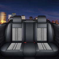 Fundas de Asiento de Coche de Cuero de Lujo Estilo Ejecutivo, Seda Helada, Cobertura Completa, Juego Interior, Aptas para las Cuatro Estaciones, Compatibles con la Mayoría de los Modelos de Vehículos