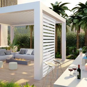 Pantalla de privacidad de aluminio de tamaño personalizado, pared de obturador lateral para pérgola exterior, presión natural, a prueba de viento para accesorios de balcón - Product Image 2