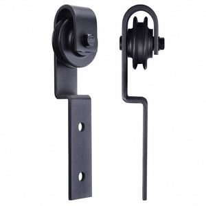 WEKIS Modern Brass Barn Door Hardware with <b>Remote</b> <b>Control</b> Satin Black Finish 1 Year Warranty Screws Included for Outdoor Use - Product Image 2