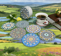 Nouvelles sous-verres absorbants en céramique Mandala, écologiques, réutilisables et personnalisables, pour café, thé, bière, et tapis de séchage pour tasses.