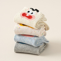 Chaussettes d'été antidérapantes pour femmes, tricotées, motifs 3D amusants, expressions drôles, personnages de dessins animés mignons, décontractées, en coton, vente en gros