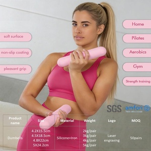 Mancuerna de Silicona y Hierro Fundido BOGA BG-DB para Entrenamiento de Cuerpo Completo Unisex, Ergonómica, Impermeable, Portátil, Antideslizante, Gris y Rosa - Product Image 6